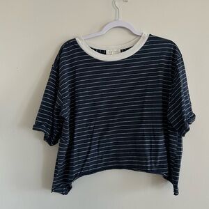 Blue striped cropped tee